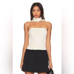 LIONESS Island Bodice Cornsilk Ivory Ruched Bustier Top